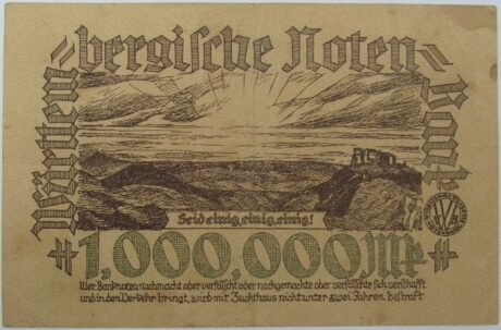 Реверс банкноты 1000000 marek Württembergische Notenbank (Niemcy) 1923
