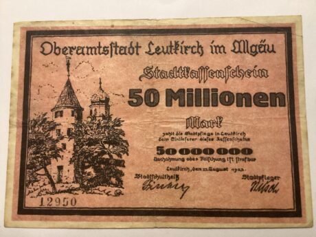 Аверс банкноты 50 000 000 marek Leutkirch (Niemcy) 1923