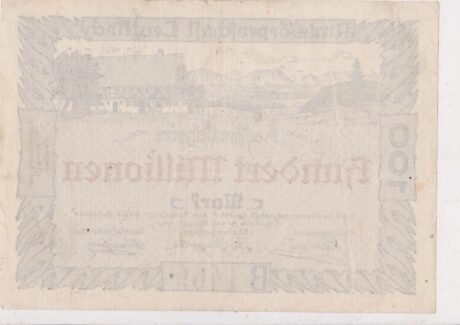Реверс банкноты 100 000 000 marek Oberamt Leutkirch (Niemcy) 1923