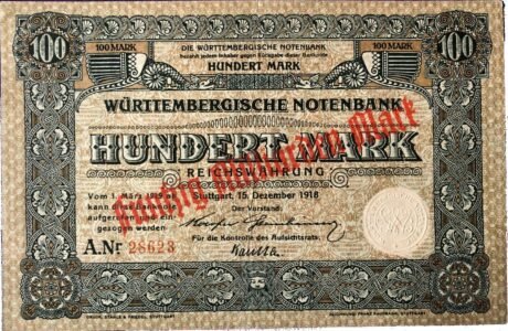 Аверс банкноты 50000000000 marek Württembergische Notenbank (Niemcy) 1923