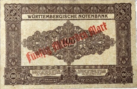 Реверс банкноты 50000000000 marek Württembergische Notenbank (Niemcy) 1923