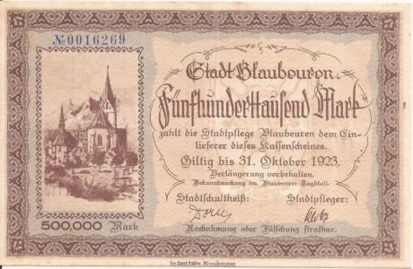 Аверс банкноты 500000 marek (Niemcy)