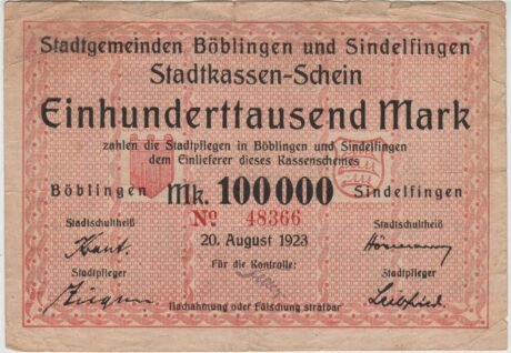 Аверс банкноты 100000 marek (Niemcy) 1923