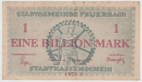 Аверс банкноты 1000000000000 марок (Германия) 1923 года