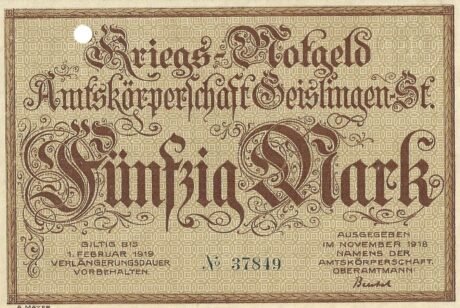 Аверс банкноты 50 marek (Niemcy) 1918