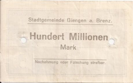 Реверс банкноты 100 000 000 marek (Niemcy) 1923