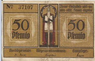 Аверс банкноты 50 fenigów (Niemcy)