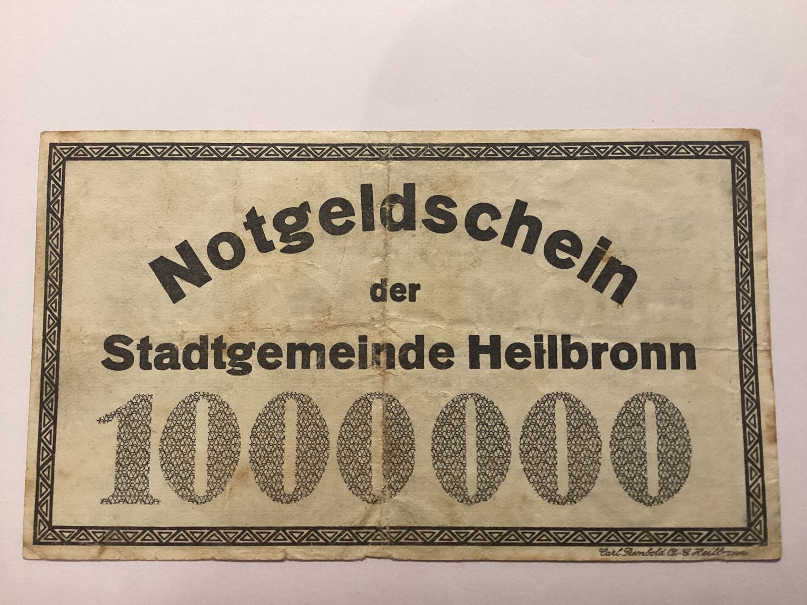 Реверс банкноты 1000000 марок (Германия) 1923 года