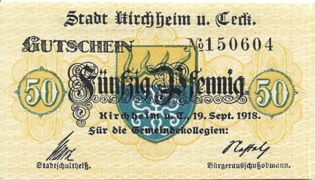 Аверс банкноты 50 fenigów (Niemcy) 1918