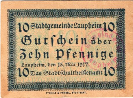 Аверс банкноты 10 пфеннигов (Германия) 1917 года