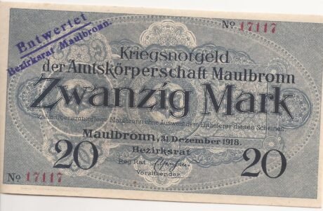 Аверс банкноты 20 marek (Niemcy) 1918