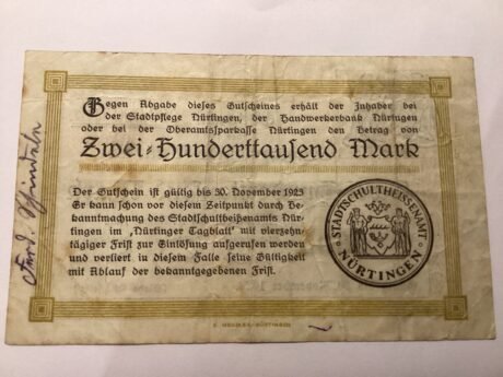 Реверс банкноты 200 000 marek (Niemcy) 1923