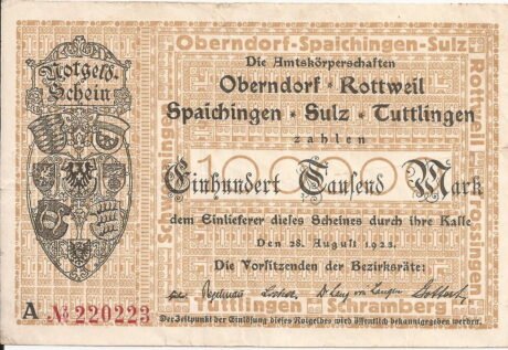 Аверс банкноты 100000 марок (Германия) 1923 года