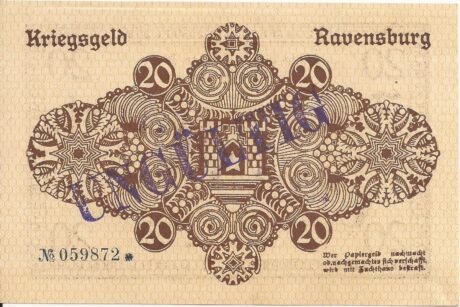 Реверс банкноты 20 marek (Niemcy) 1918