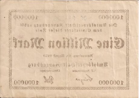Реверс банкноты 1000000 marek (Niemcy) 1923