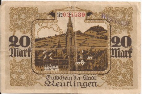 Реверс банкноты 20 marek (Niemcy) 1918