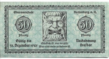 Реверс банкноты 50 fenigów (Niemcy) 1918