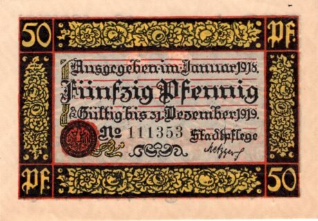 Аверс банкноты 50 fenigów (Niemcy) 1918