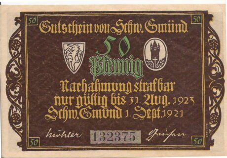 Аверс банкноты 50 fenigów (Niemcy) 1921