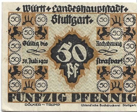 Аверс банкноты 50 fenigów (Niemcy)