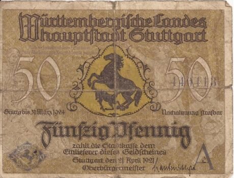 Аверс банкноты 50 fenigów (Niemcy) 1921