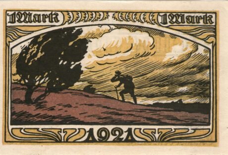 Реверс банкноты 1 znaczek Verein Naturschutzpark/Heidepark (Niemcy) 1921