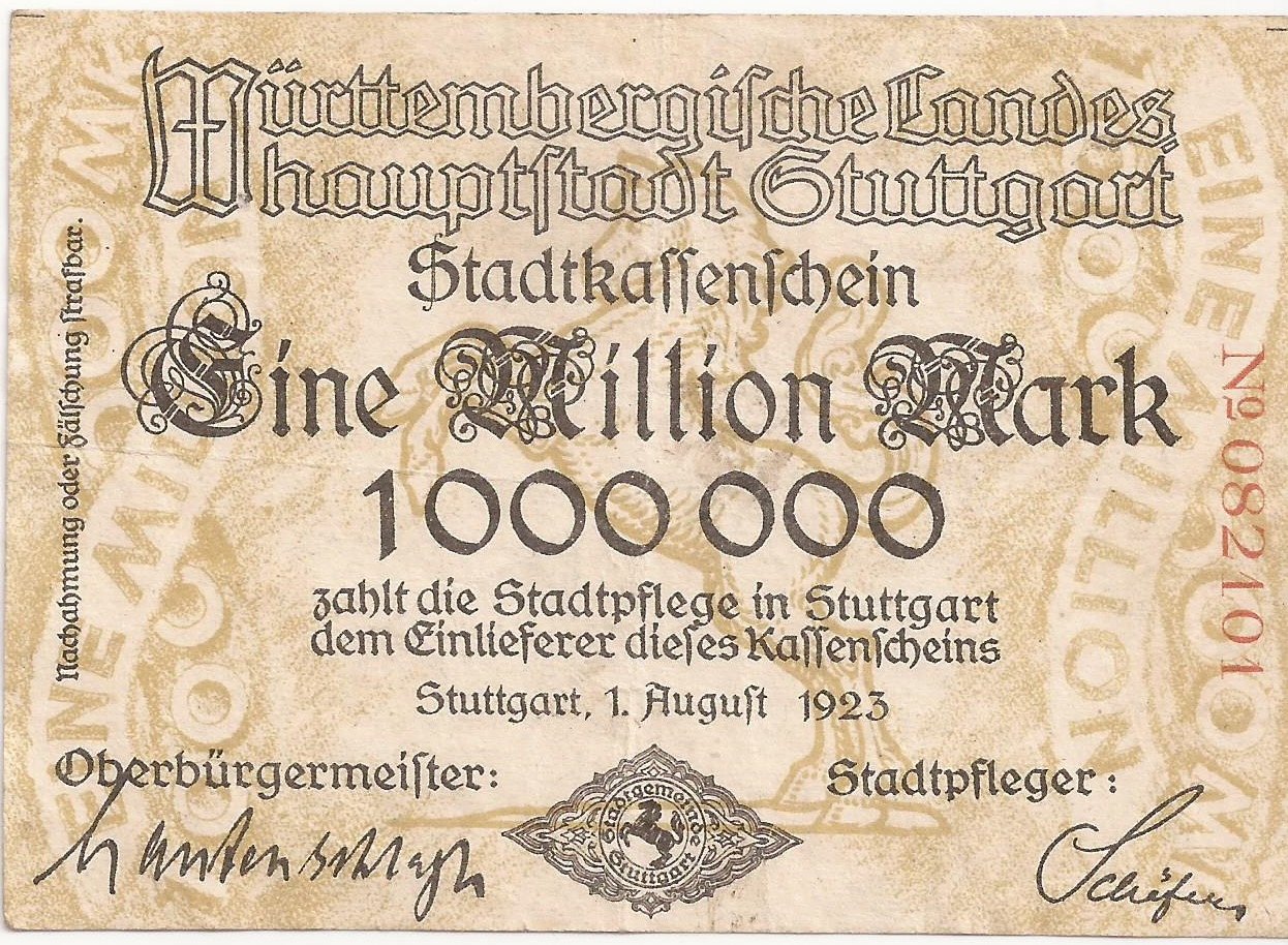 Аверс банкноты 1000000 марок (Германия) 1923 года