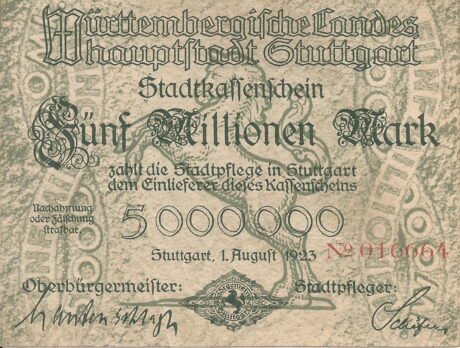 Аверс банкноты 5000000 marek (Niemcy) 1923