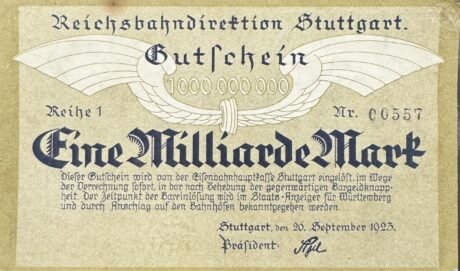 Аверс банкноты 1,000,000,000 Reichsbahndirektion (Germany) 1923