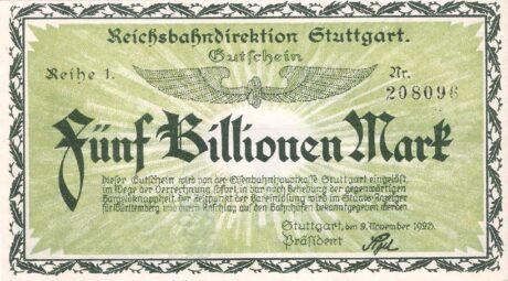 Аверс банкноты 5000000000000 марок (Германия) 1923 года