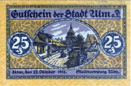 Реверс банкноты 25 fenigów (Niemcy) 1918