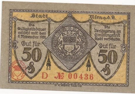 Аверс банкноты 50 fenigów (Niemcy) 1918