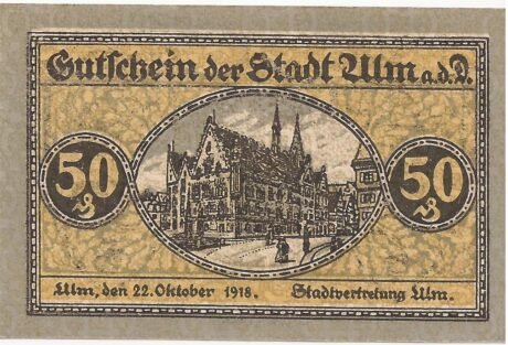 Реверс банкноты 50 fenigów (Niemcy) 1918