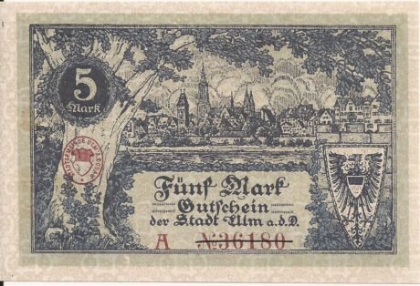 Реверс банкноты 5 marek (Niemcy) 1918