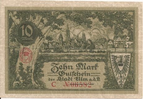 Реверс банкноты 10 marek (Niemcy) 1918