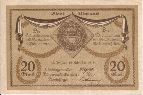 Аверс банкноты 20 marek (Niemcy) 1918