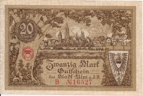 Реверс банкноты 20 marek (Niemcy) 1918