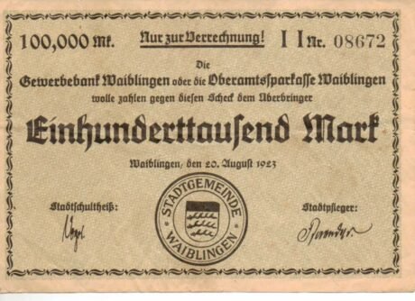 Аверс банкноты 100000 marek (Niemcy) 1923