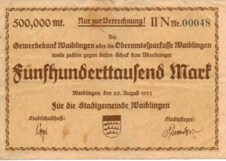 Аверс банкноты 500000 marek (Niemcy) 1923