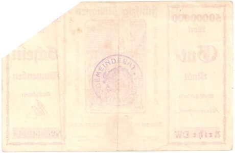 Реверс банкноты 50000000 марок (Германия) 1923 года