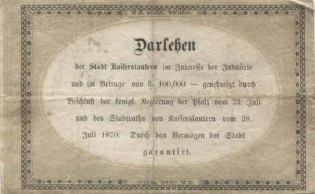 Реверс банкноты 2 гульдена (Германия) 1870 года