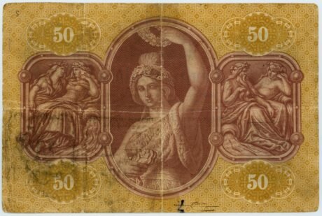 Реверс банкноты 50 гульденов (Германия) 1866 года