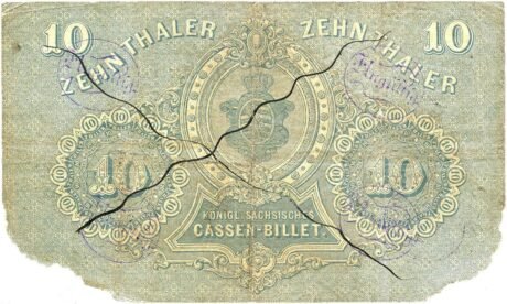 Реверс банкноты 10 талеров (Германия) 1867 года