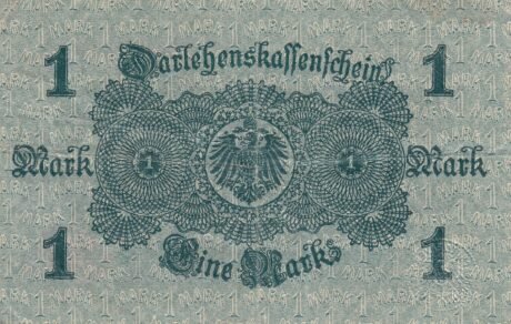 Реверс банкноты 1 znaczek „Potwierdzenie przelewu”, czerwona pieczęć (Niemcy) 1914