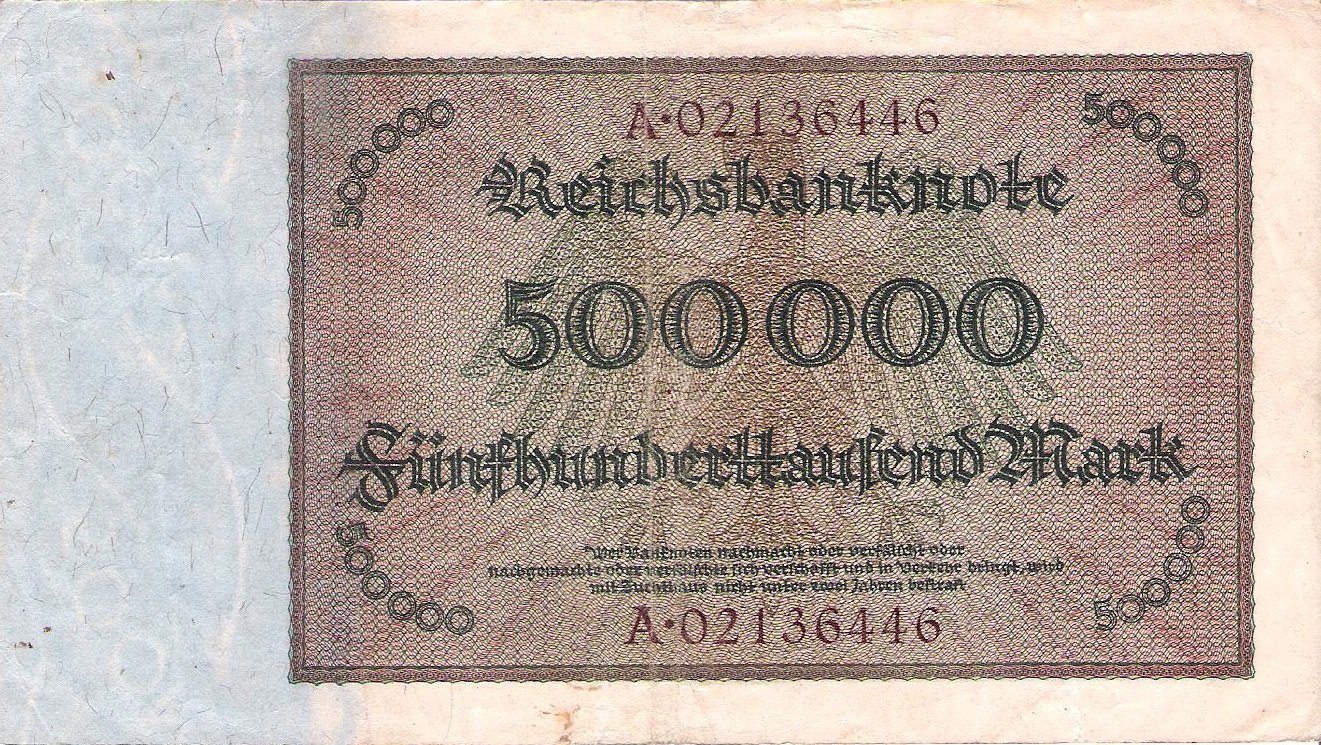 Реверс банкноты 500000 марок 