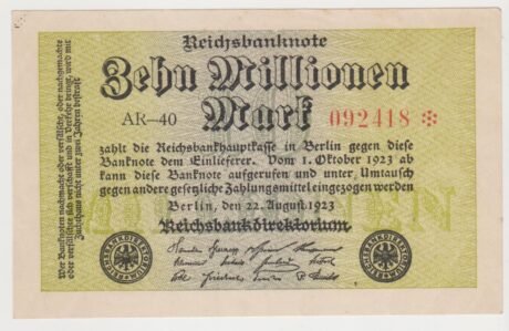 Аверс банкноты 10000000 marek „Banknot Rzeszy” (Niemcy) 1923