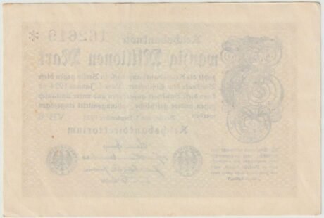 Реверс банкноты 20000000 marek „Banknot Rzeszy” (Niemcy) 1923