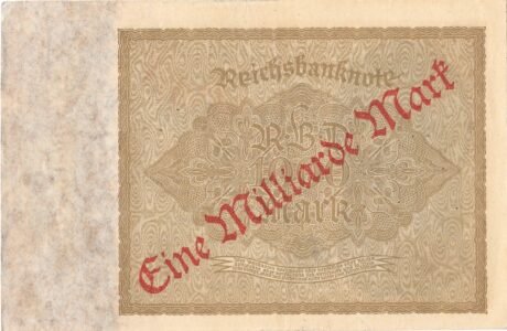 Реверс банкноты 1000000000 marek 1923 nadruk na 1000 marek P-82 (Niemcy) 1923