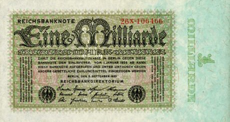 Аверс банкноты 1 000 000 000 marek „Banknot Rzeszy” (Niemcy) 1923