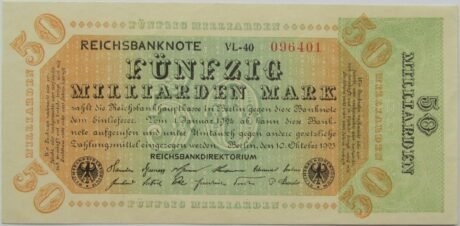 Аверс банкноты 50000000000 marek „Banknot Rzeszy” mała emisja (Niemcy) 1923